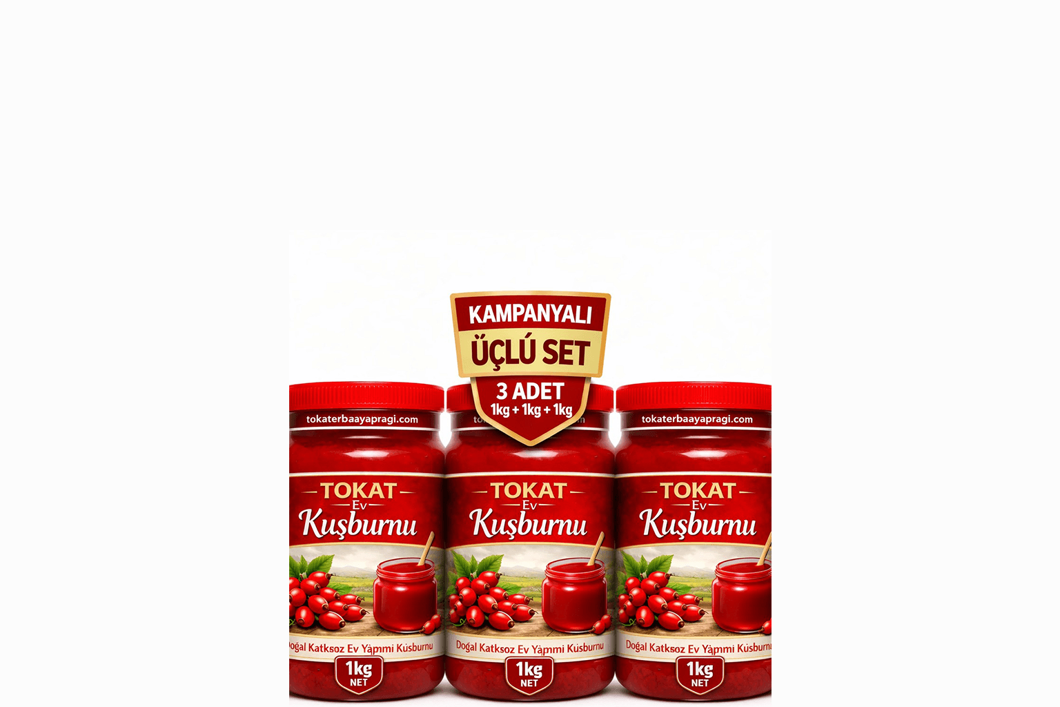 Tokat Ev Yapımı Doğal Kuşburnu Reçeli 1 KG * 3 Adet