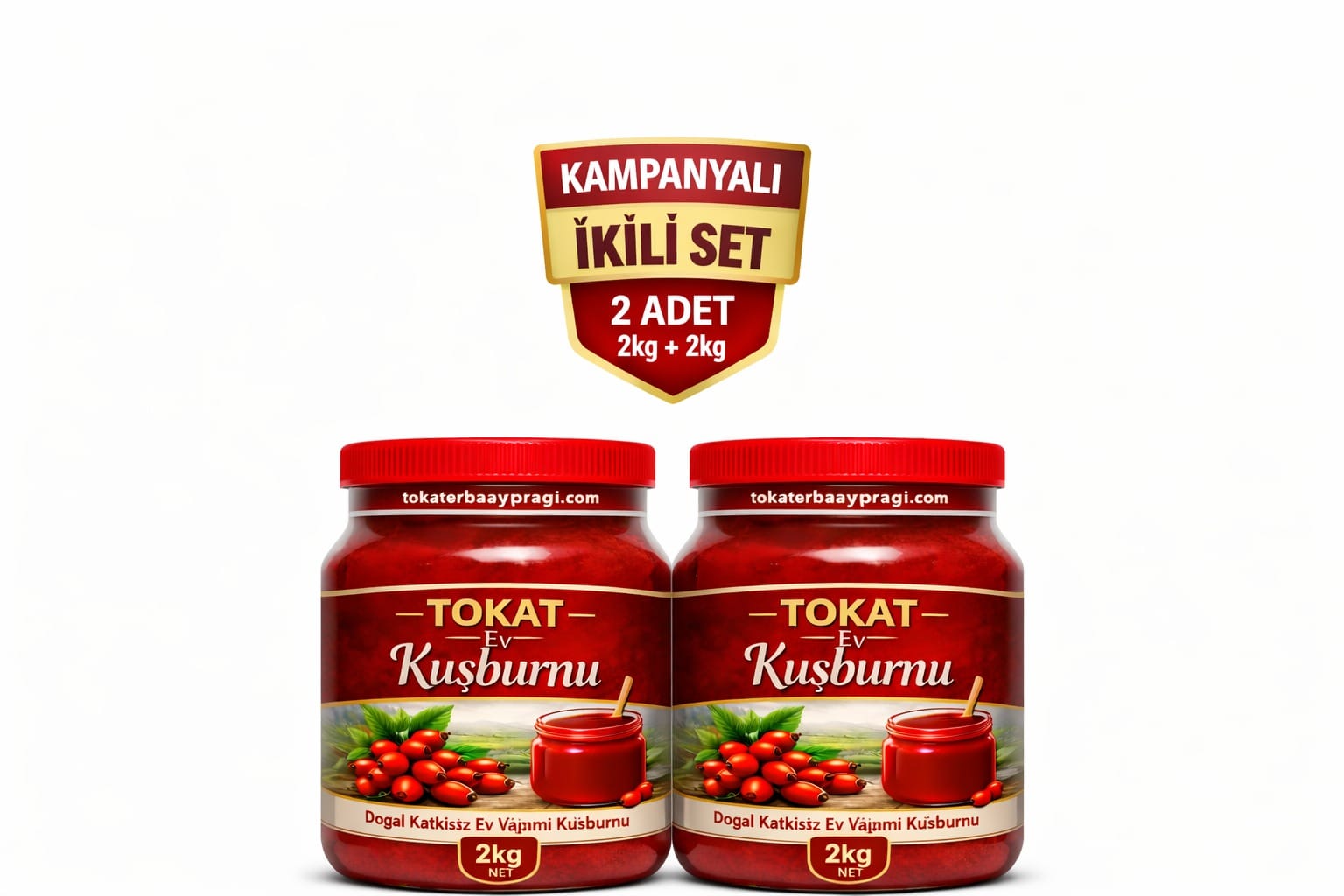 Tokat Ev Yapımı Doğal Kuşburnu Reçeli 2 KG * 2 Adet